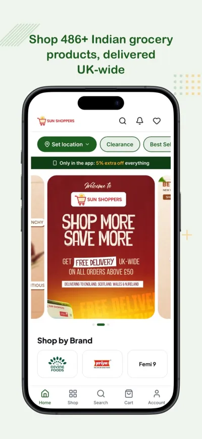 SunShoppers app screen 1